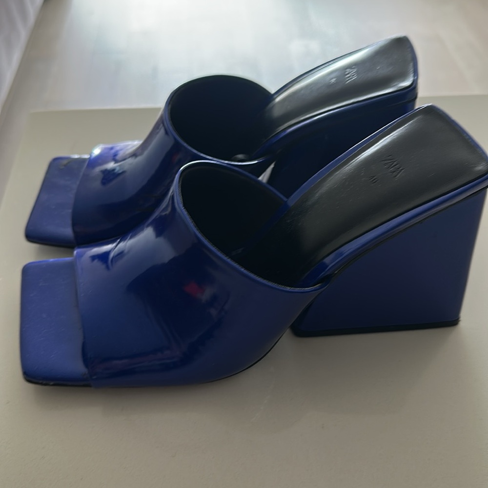 Zara Blue Women's Heels Mules - Picture 3 of 6